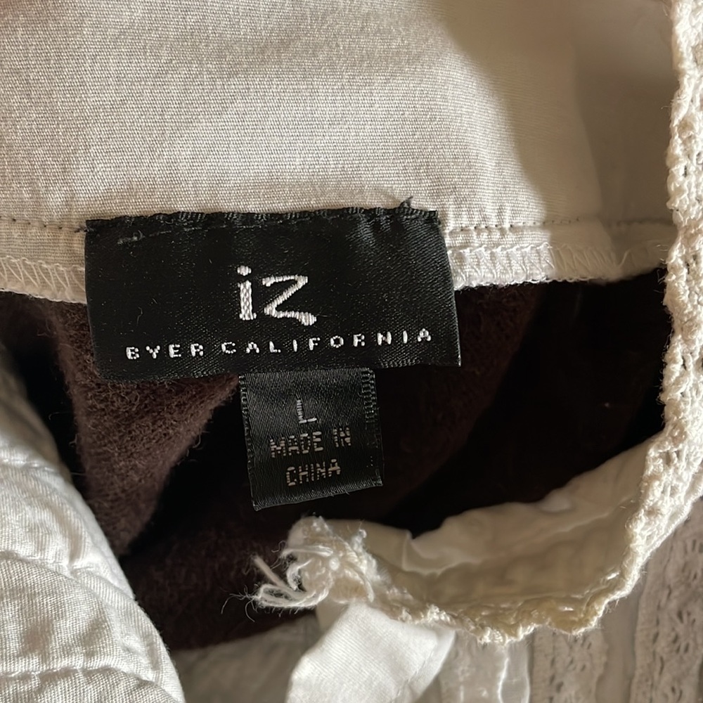 Iz Byer Black V‑Neck Layered Blouse with White Lace Insert - Picture 8 of 9